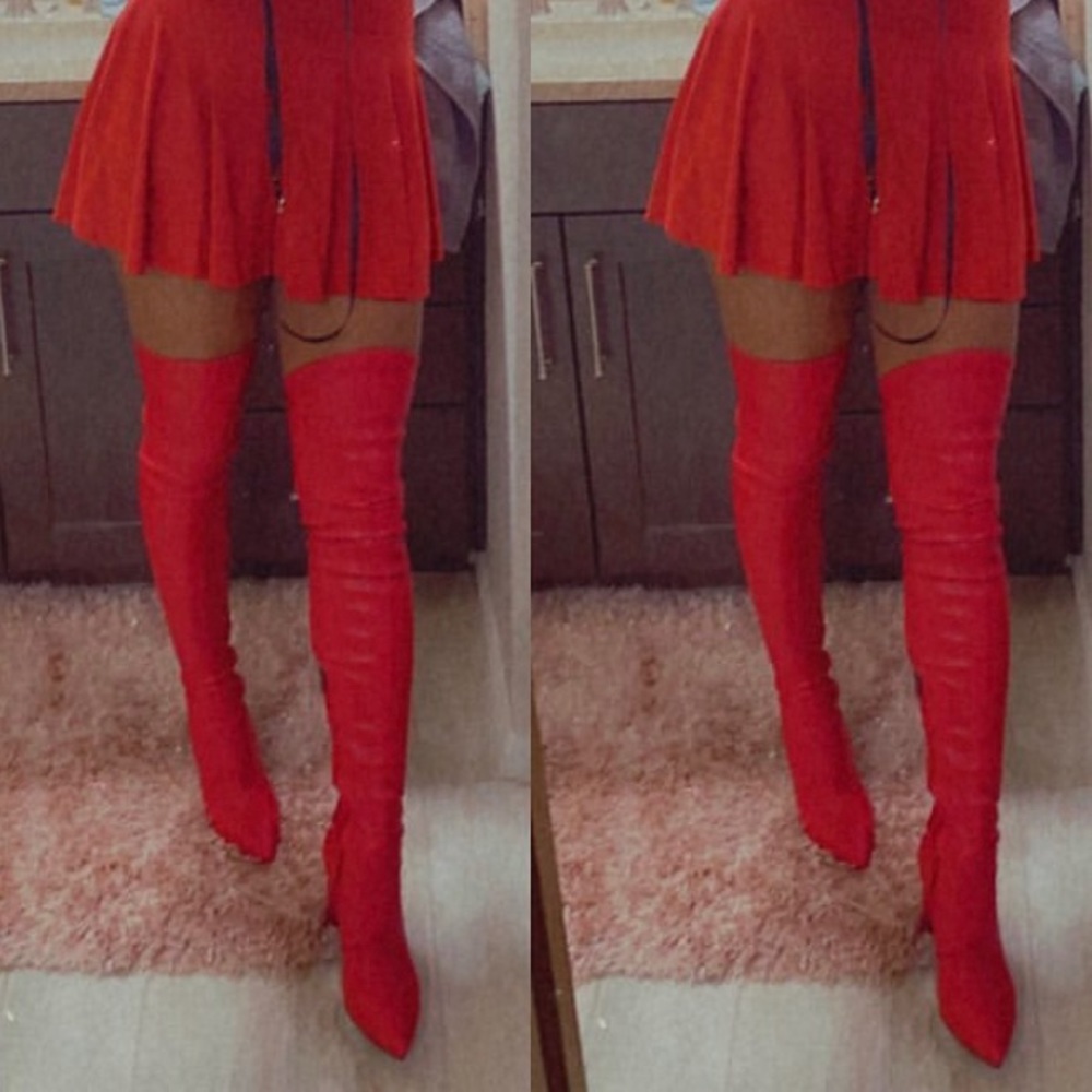 Red Thigh High Over the Knee Boots - 8.5
